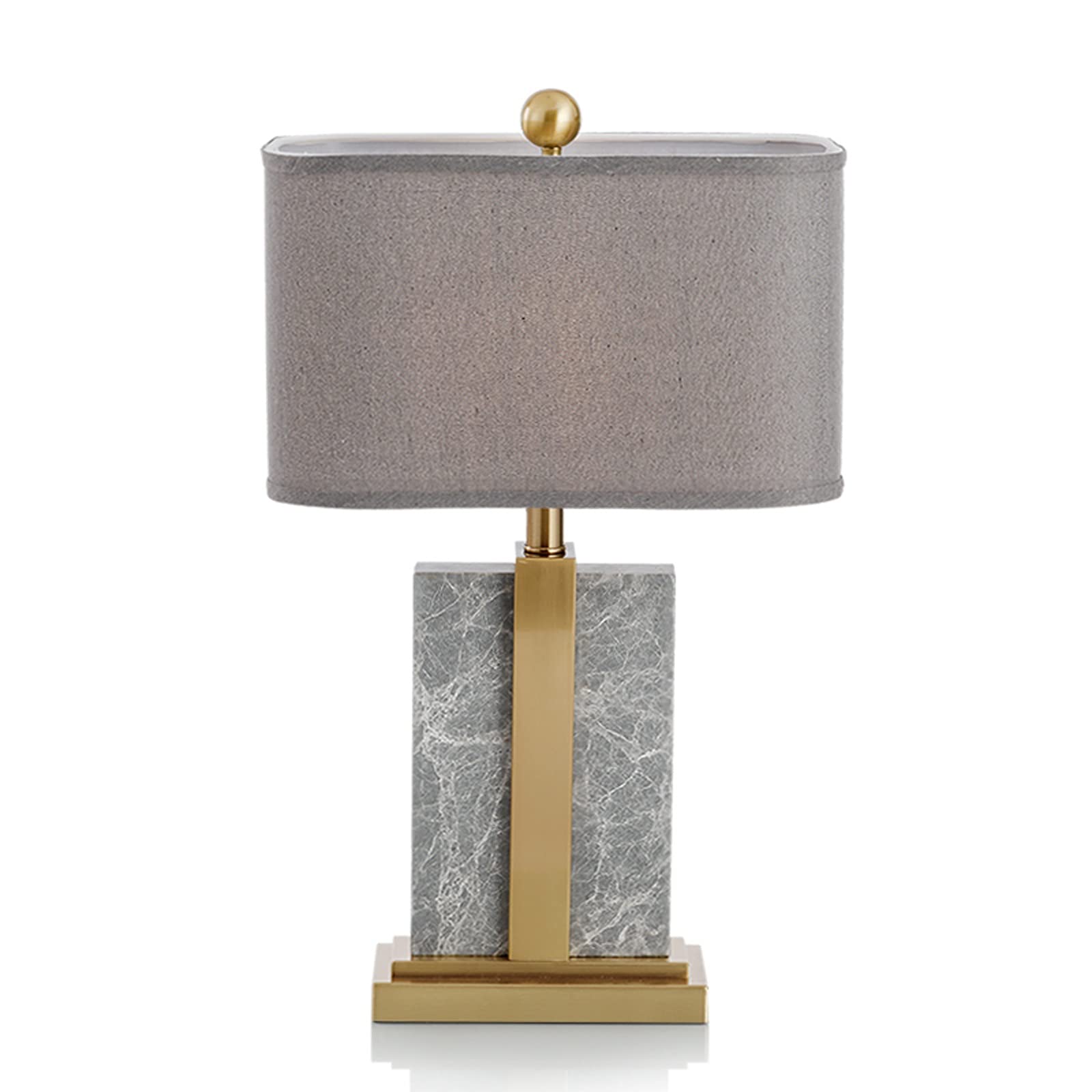 Marble Nightstand Lamp with Fabric Lampshade & Metal Base - 26