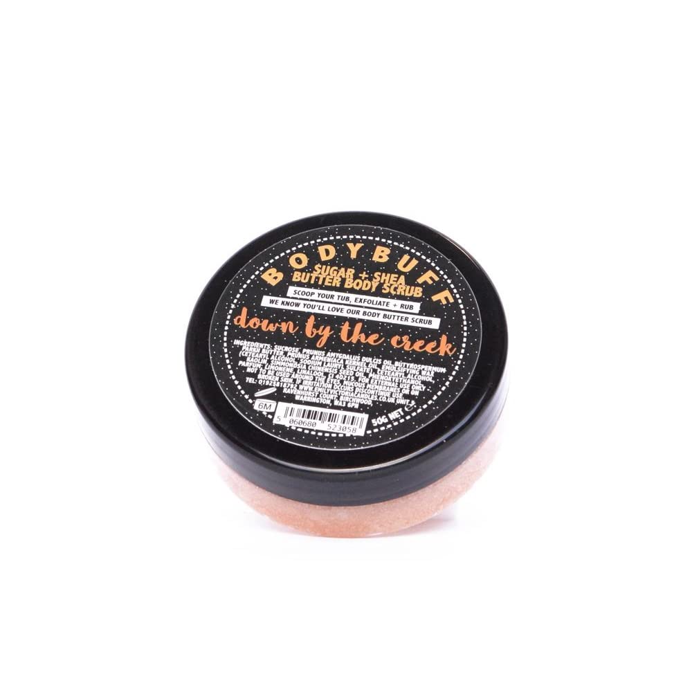 Emily Victoria Travel Size Body Buff Sugar & Shea Butter Body Scrub - Down By The Creek Citrus & Woody Scent 50g | Exfoliating & Moisturizing for Soft Skin | Perfect for Travel, Spa Days & Gifts