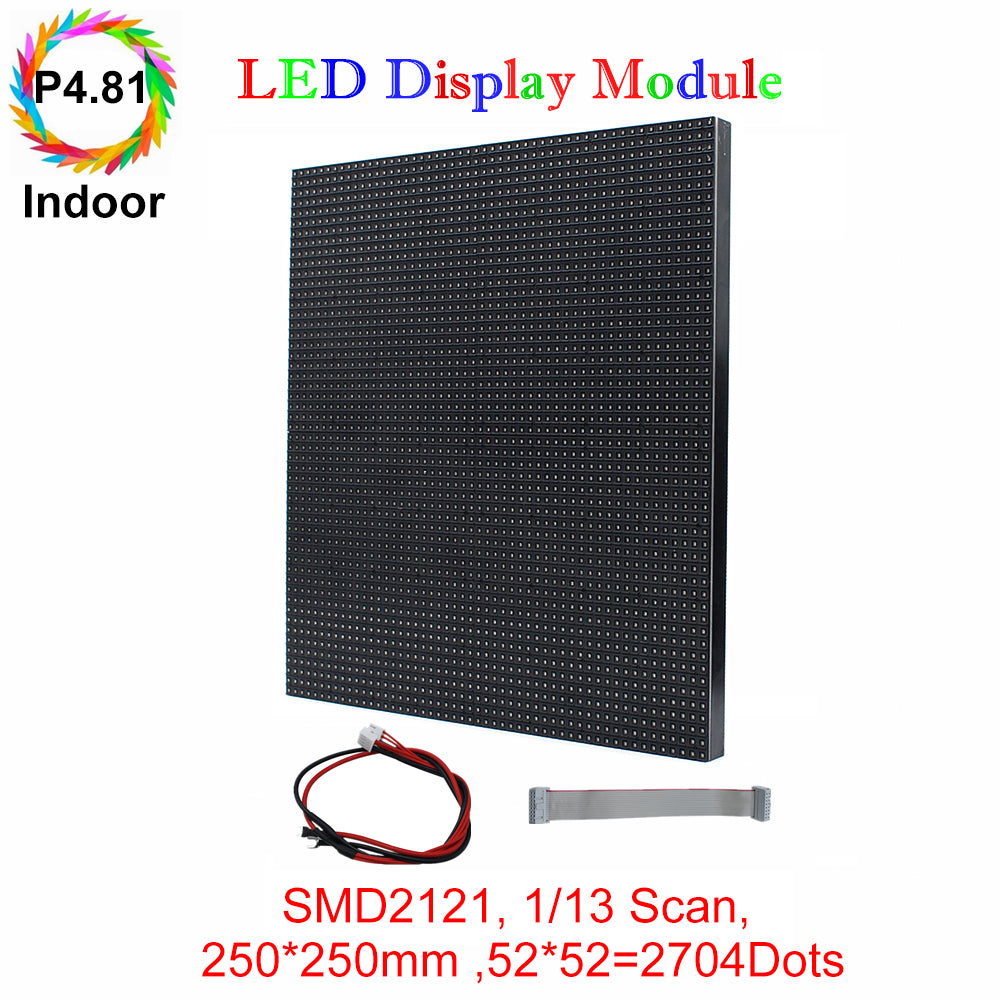 4.81mm Pixel Pitch LED Display Module - Full RGB 250x250mm Rental LED Panel with 2704 Dots, 1/13 Scan, 800 Nits Brightness for Indoor Advertising & Stage Events