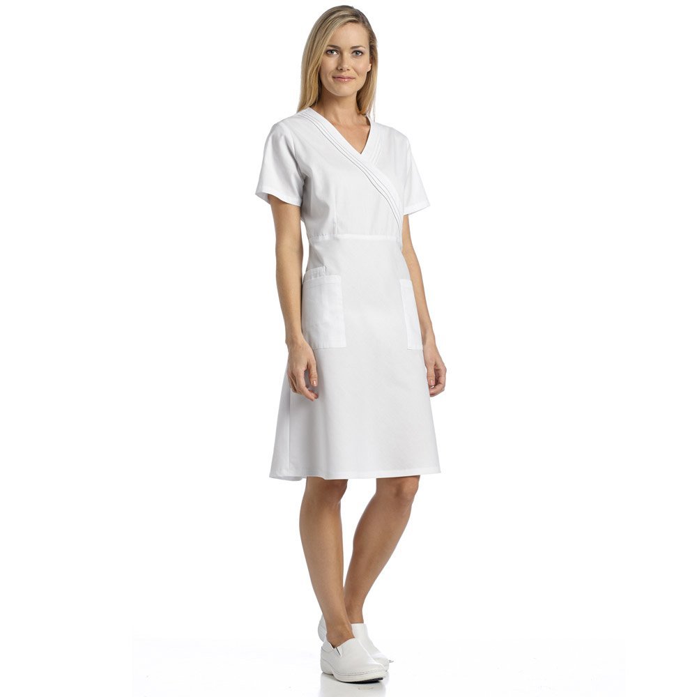 WHITE CROSS 8014 Women's Pleated Mock Wrap Dress - Elegant Flowy Midi Dress for Work, Party & Special Occasions | Comfortable Stretch Fabric | Plus Size Options Available