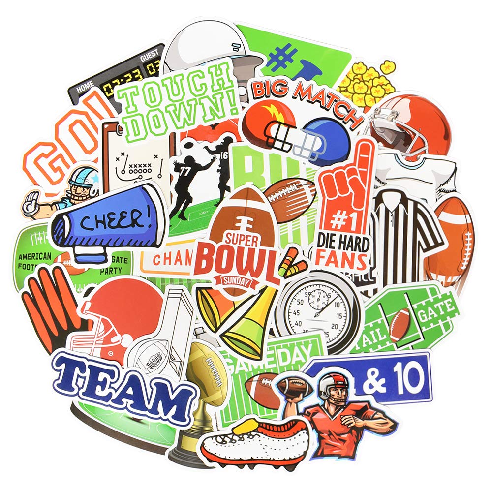 50PCS Waterproof Football Stickers for Kids & Boys - Decorate Laptops, Water Bottles, Helmets & More | Durable Sports Decals for School, Games & Fan Gear