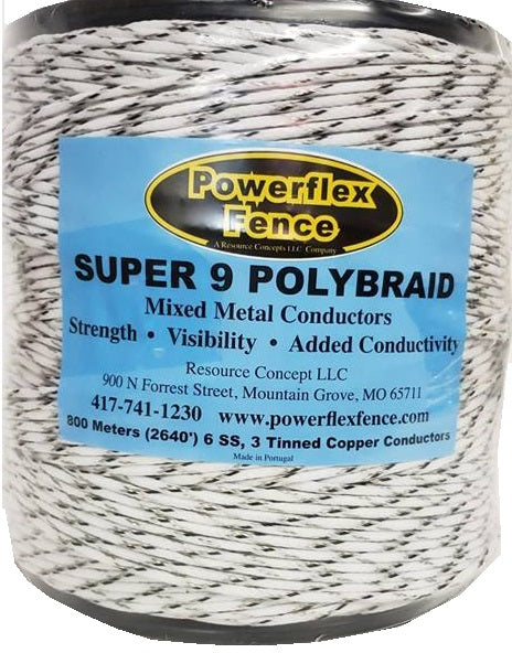 2640' PolyBraid 18/2 AWG Speaker Wire with 6 Stainless Steel & 3 Tin-Copper Conductors - Black & White for Home Theater, Surround Sound, and Professional Audio Installations