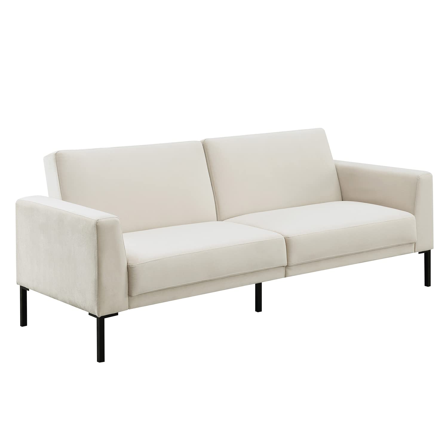 Homesally Modern Tufted Convertible Sleeper Sofa Bed - Reclining Loveseat Futon Couch with Arms for Living Room, Reception Area (White) | Perfect for Small Spaces, Guest Rooms & Apartments