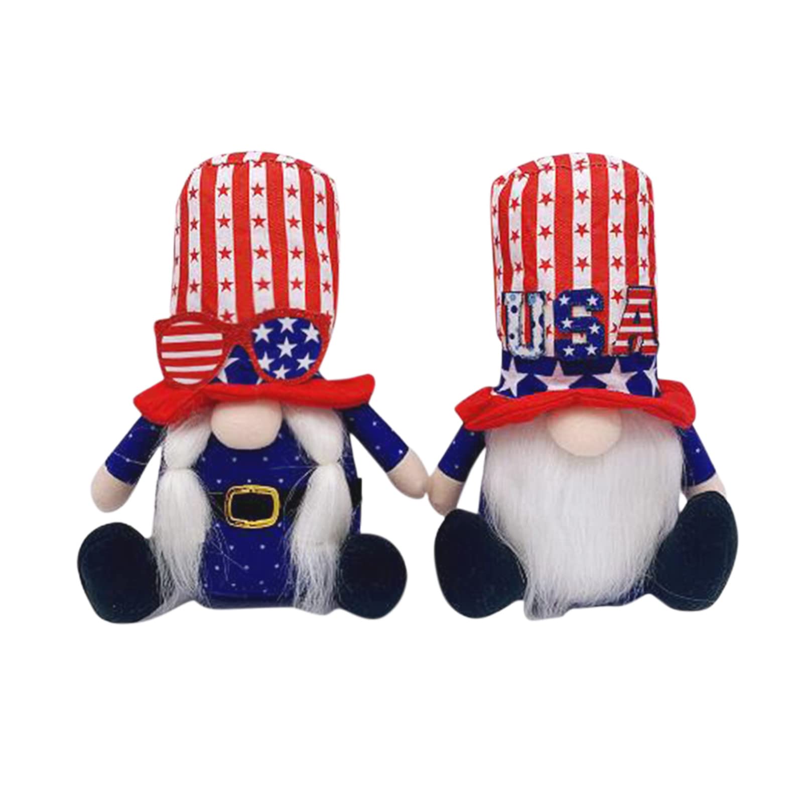 Patriotic 4th of July Gnome Decorations - Red Striped American Doll Ornaments for Independence Day Celebrations