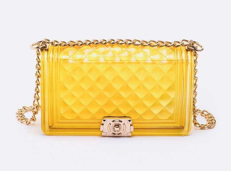 Diamond Clear Jelly Purse - Trendy Yellow Transparent Handbag for Women | Perfect for Beach, Pool Party & Summer Outfits