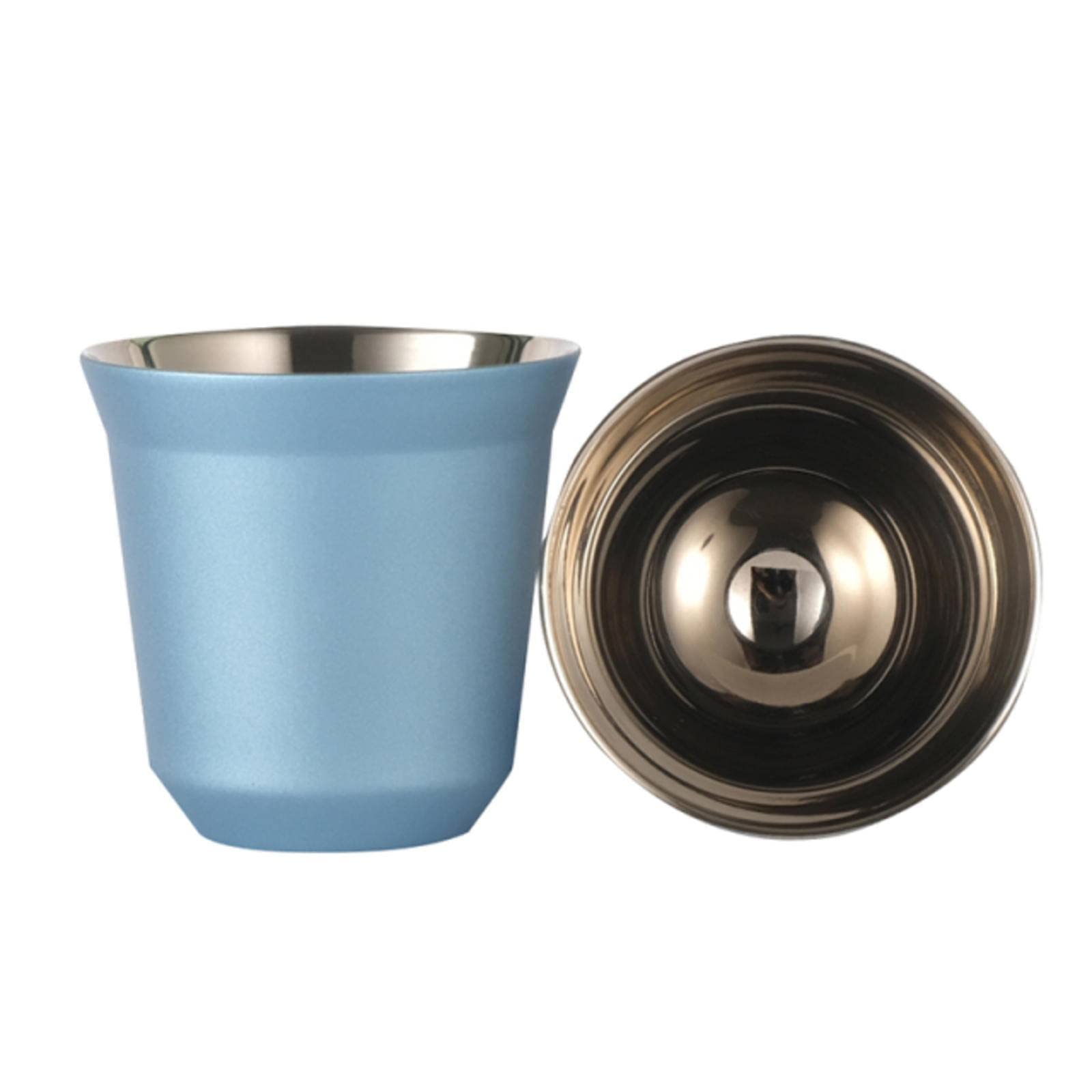 KBREE 2-Piece Stainless Steel Coffee Cup Set - Vacuum Insulated Espresso Cups with Powder Receiver & Milk Pot - Perfect for Home, Office, and Outdoor Coffee Brewing