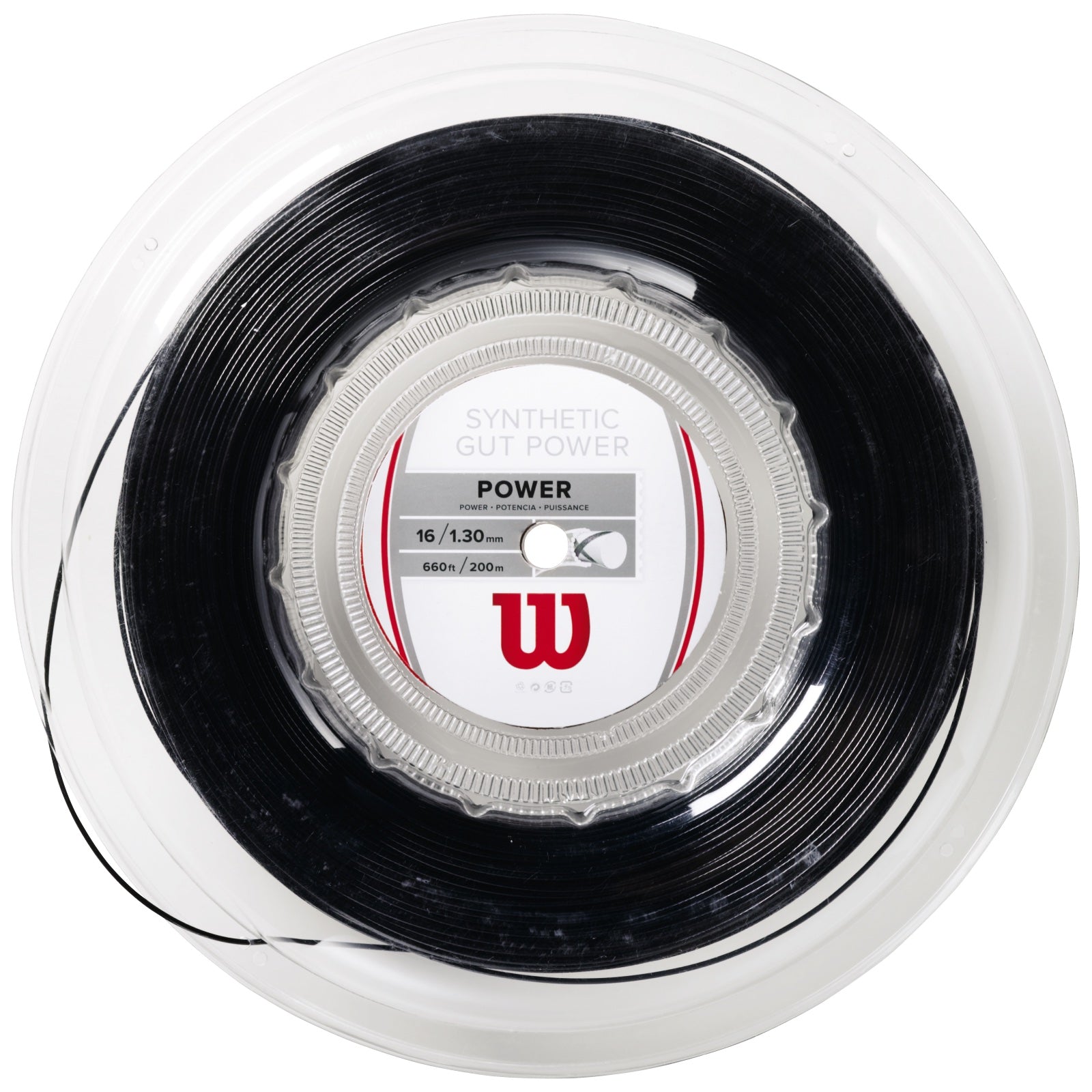 Wilson Synthetic Gut Power Black Tennis String - Durable & High-Performance for Competitive Play | Perfect for Hard Courts & Training Sessions