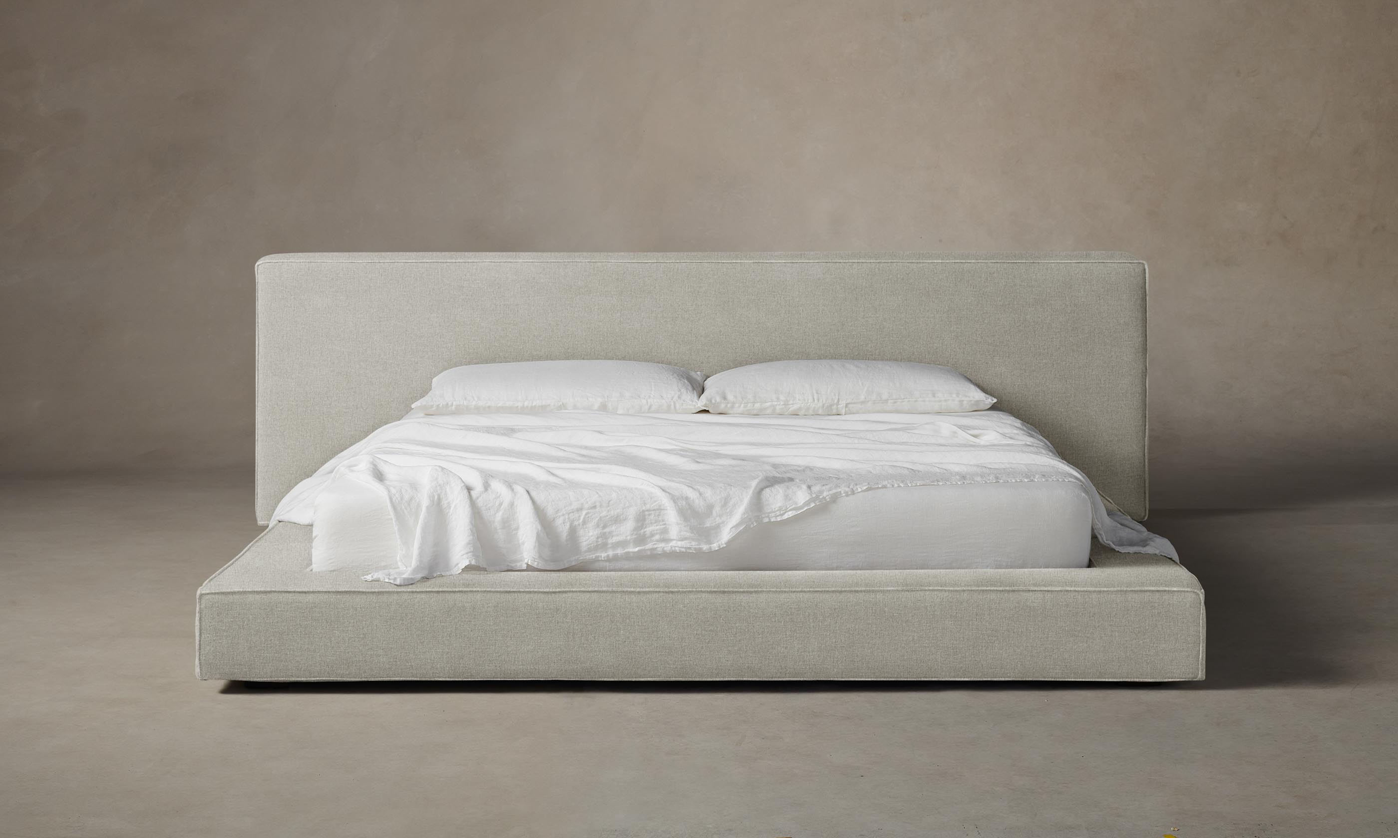 The Eldridge Bed - Premium Performance Mélange Weave Flint Queen Size Bed Frame - Perfect for Modern Bedrooms & Guest Rooms