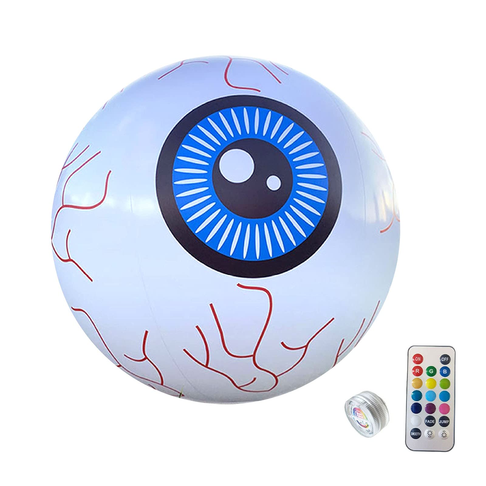 16 Inch Halloween Inflatable Green Eyeball with LED Lights - Bloodshot Eyeball Yard Decoration for Halloween Party, Garden, Lawn & Outdoor Decor | Spooky LED Light-Up Prop for Haunted House & Halloween Displays