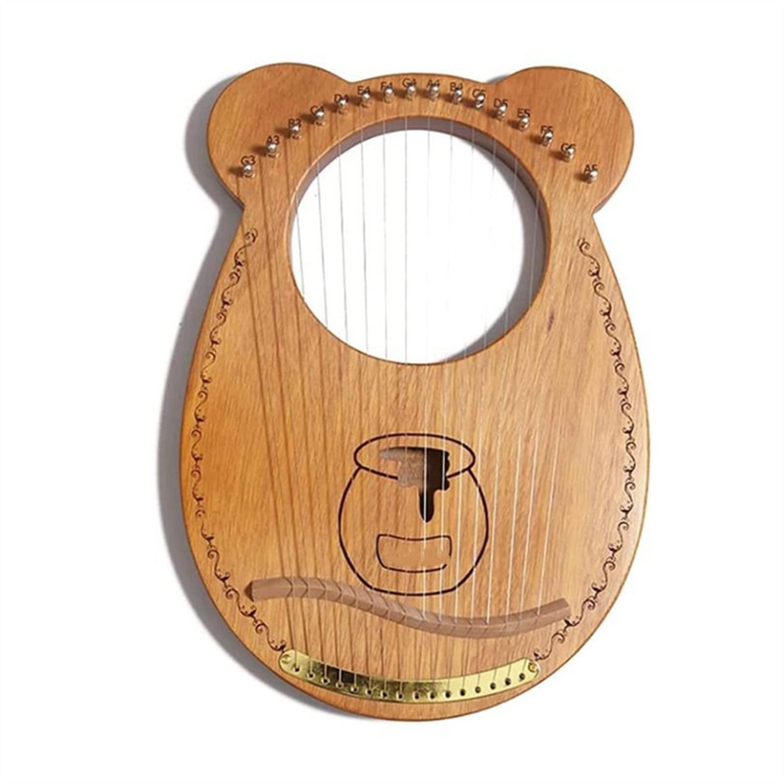 16-String Mahogany Lyre Harp with Tuning Wrench - Portable Mini Harp Instrument for Beginners, Adults & Kids | Perfect for Home Practice, Music Therapy & Gift Giving