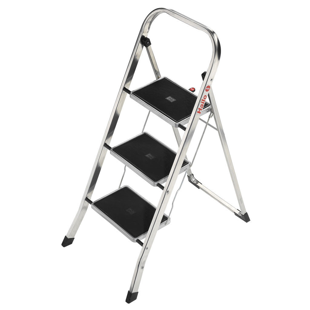 Hailo Safety Step Stool - Heavy Duty Non-Slip Ladder for Kitchen, Bathroom & Garage - Adjustable Height, Foldable Design for Easy Storage - Perfect for Home, Office & Workshop Use
