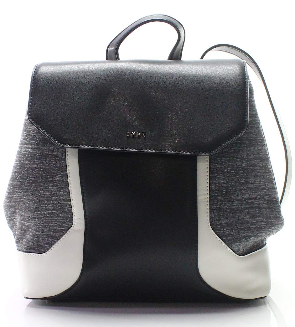 DKNY Women's Black Leather Jade Flap Backpack - Stylish Designer Handbag for Work, Travel & Everyday Use | Premium Genuine Leather Backpack for Women