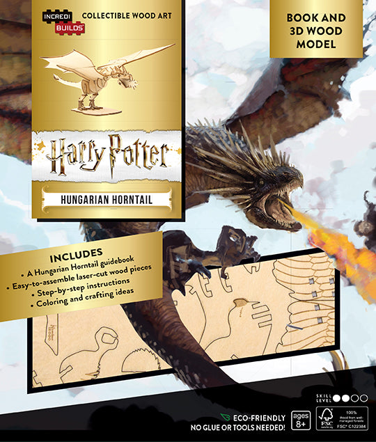 IncrediBuilds Harry Potter Hungarian Horntail 3D Wood Model Kit - DIY Book & Buildable Dragon for Fans, Collectors & Home Decor | Perfect for Gifts, Craft Projects & Harry Potter Themed Rooms