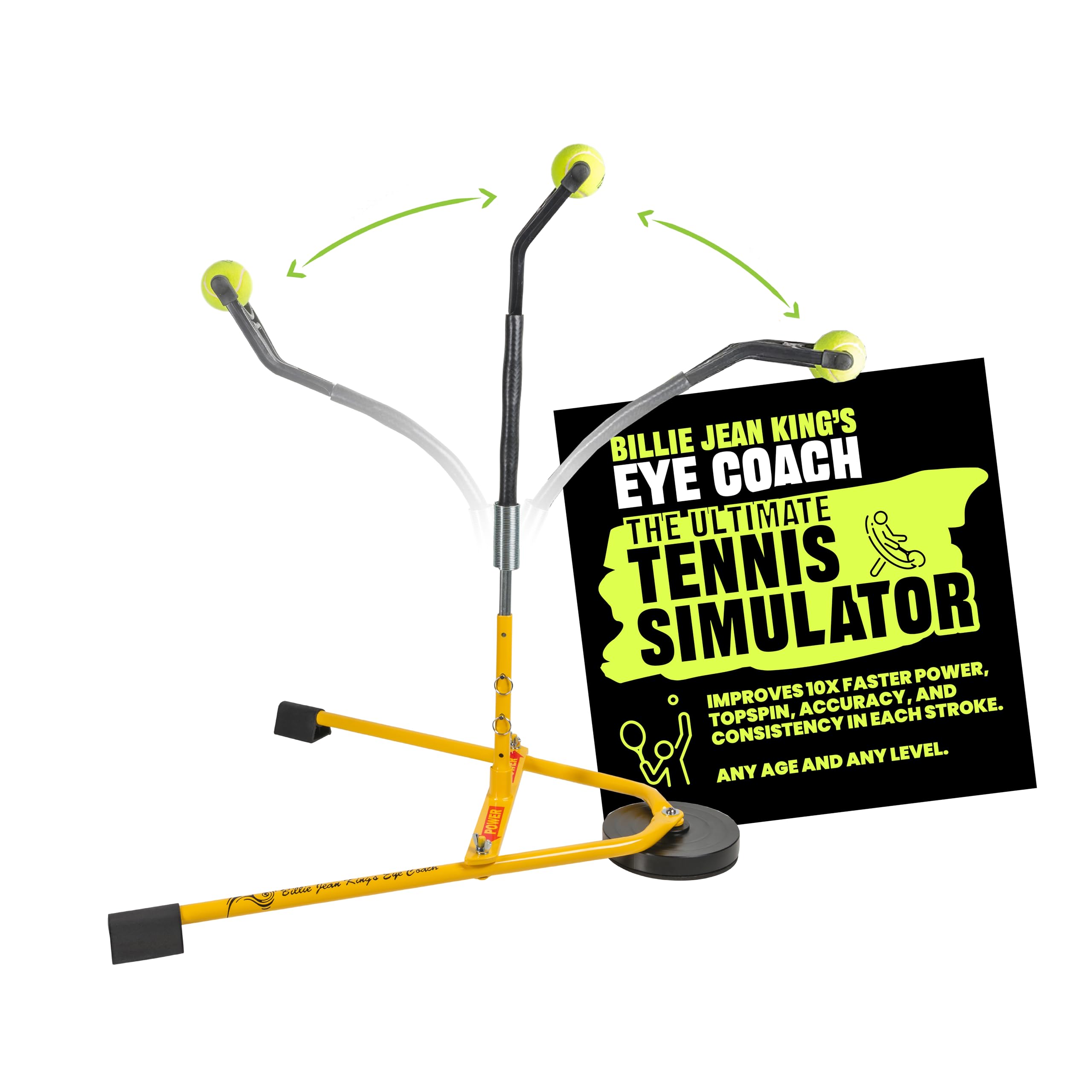 BILLIE JEAN KING'S Eye Coach Tennis Training Aid - Portable Home Practice System with Moving Ball Technology for All Ages (Kids, Adults, Juniors & Pros) - No Court or Ball Pickup Needed - Perfect for Indoor Drills, Backyard Training & Family Sports Activities