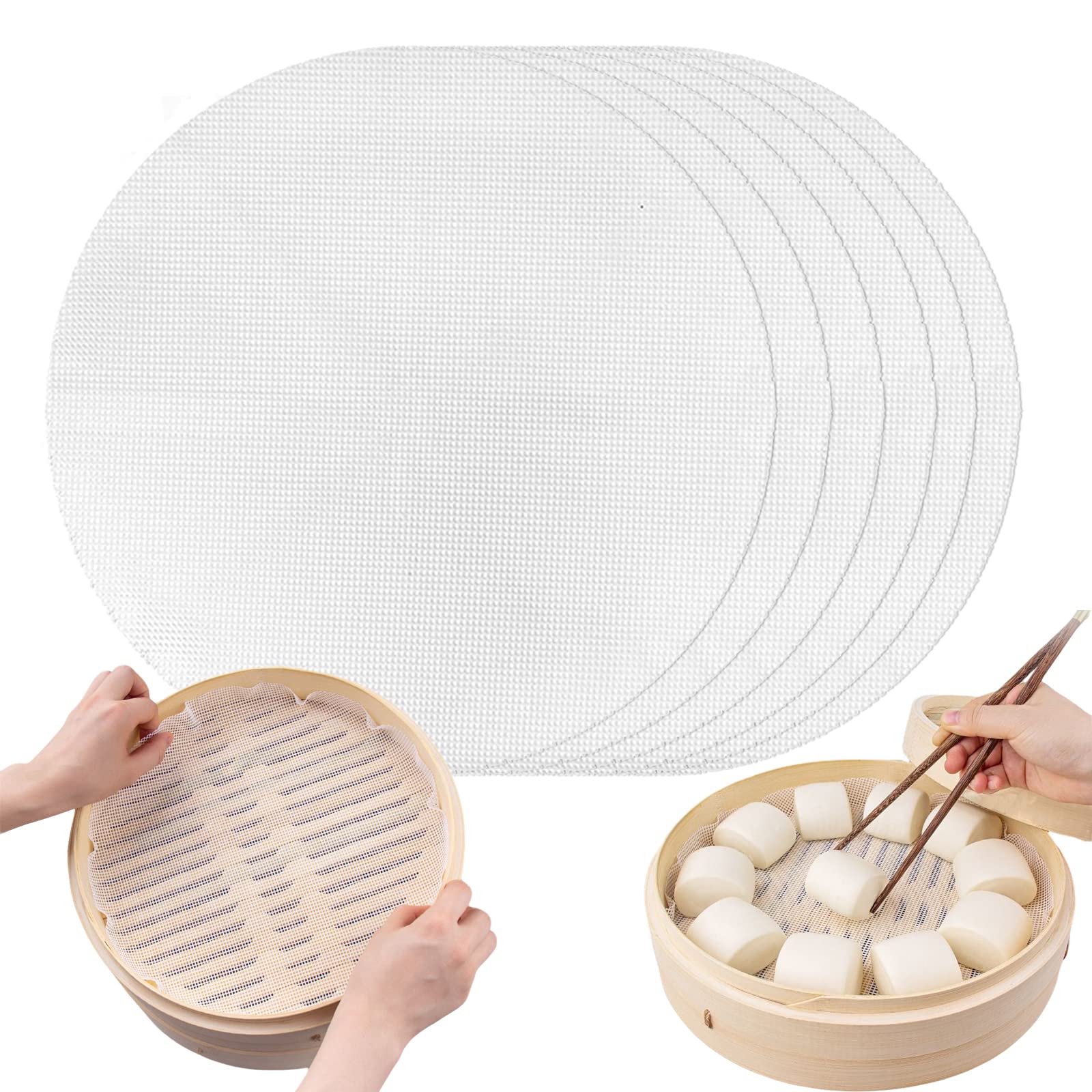 **SCOBUTY 6-Pack Silicone Steamer Mats – Non-Stick, Reusable, Round Baking Mesh for Steamed Buns, Pastry & Dumplings – Perfect for Home, Kitchen & Restaurant Use**    *(Ideal for steaming, baking, and preventing food from sticking – great for buns, dumplings, and pastries!)*