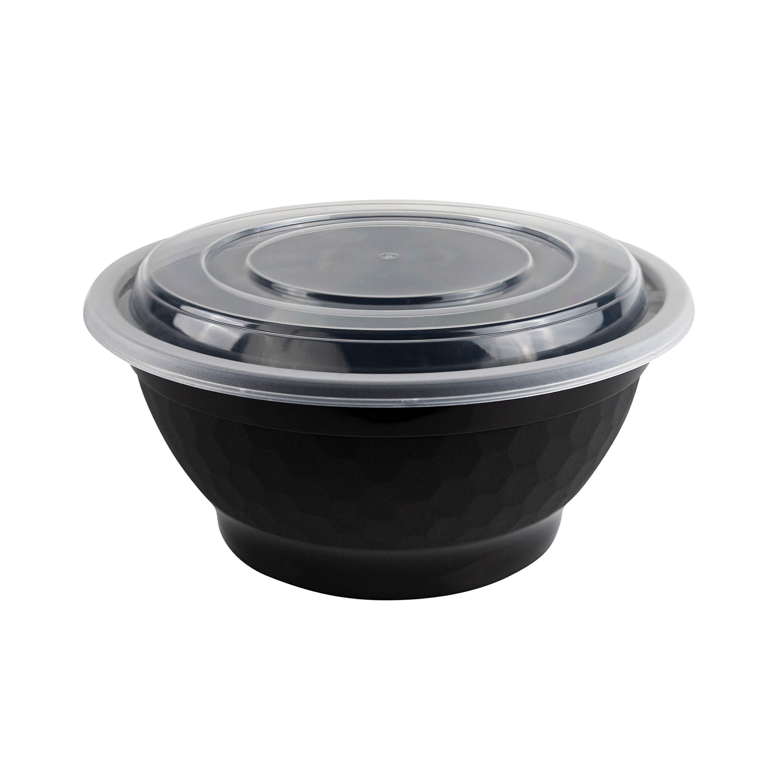 15-Pack 38oz Black Plastic Salad Bowls with Airtight Clear Lids - BPA-Free Food Storage Containers for Meal Prep, Lunch Box, Picnics & Everyday Use | Durable Reusable Kitchenware for Salads, Snacks & Leftovers