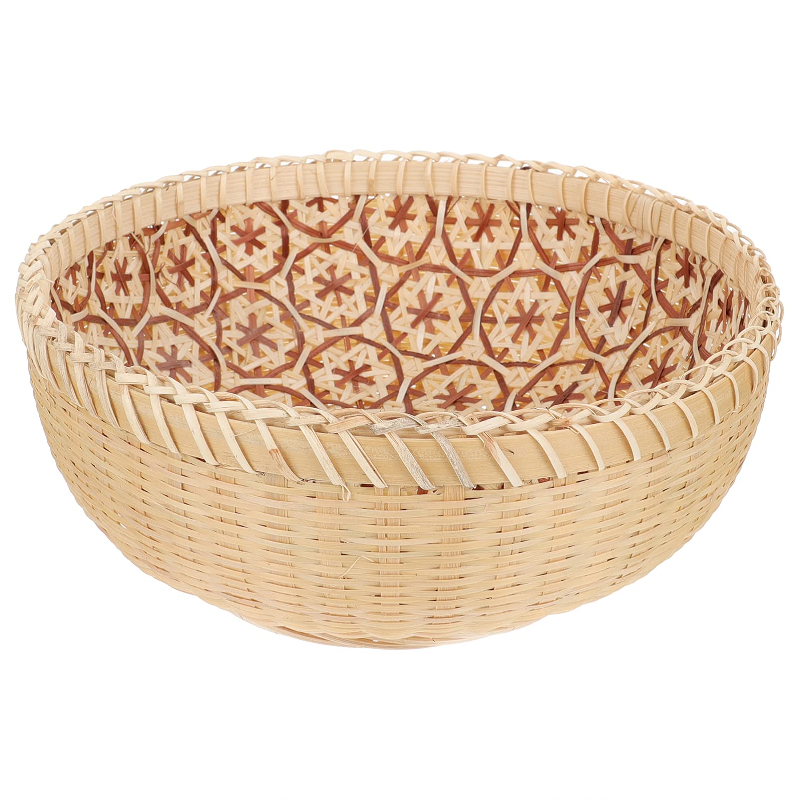HEMOTON Woven Rattan Fruit Basket - Natural Wicker Bread Serving Bowl for Snacks, Nuts, Chips - Perfect for Kitchen, Dining Table, Picnic & Party Decor