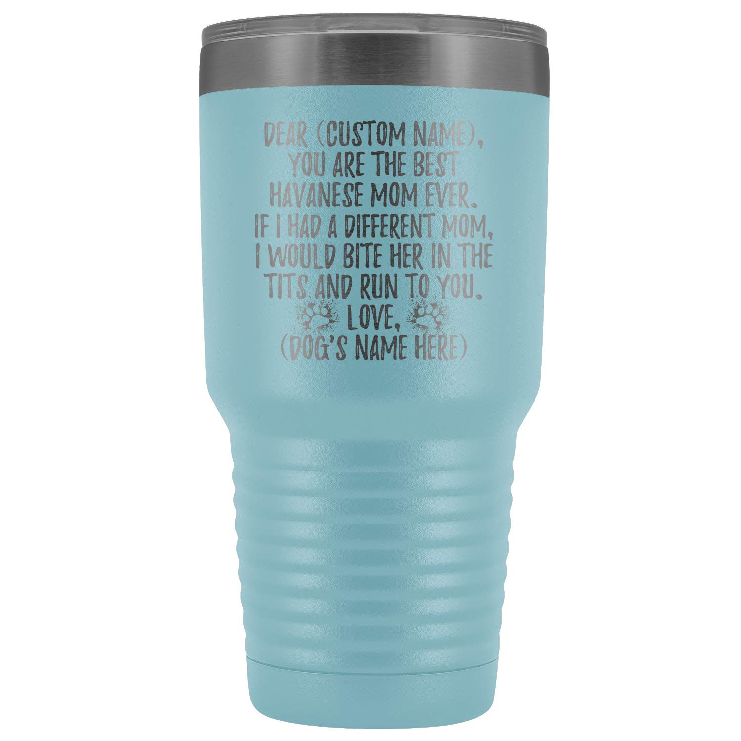 Personalized Havanese Dog Mom Tumbler - 30oz Insulated Stainless Steel Travel Mug with Lid & Straw - Perfect Gift for Havanese Dog Owners, Bichon Lovers & Pet Moms - Light Blue - Great for Coffee, Tea & Cold Drinks at Home, Office or On-the-Go