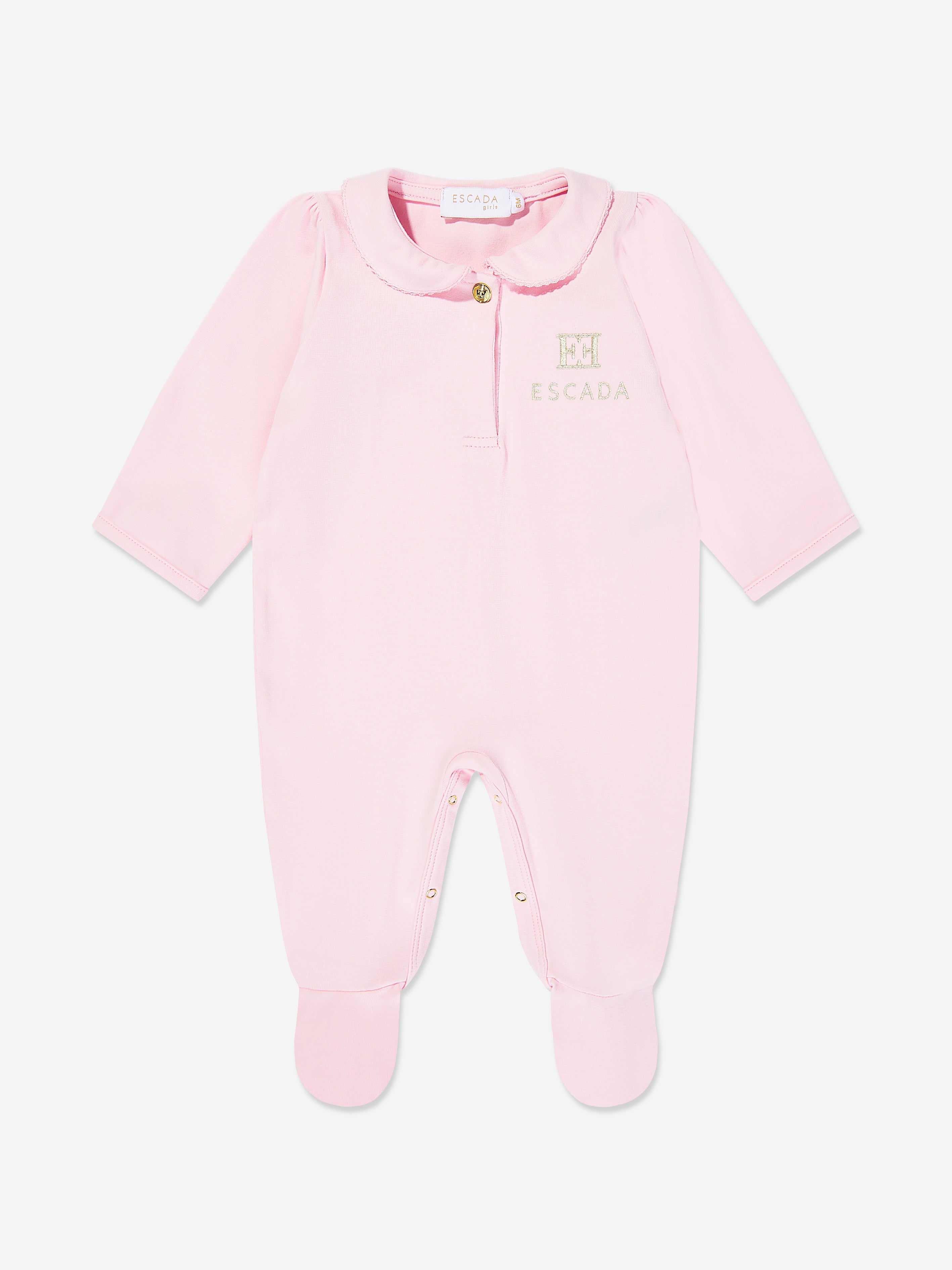Adorable Pink Embroidered Logo Babygrow for Baby Girls - Perfect for Newborn Photoshoots, Playtime & Special Occasions