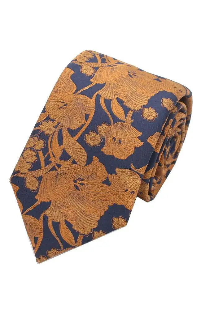 LA Smith Structured Floral Tie for Men | Elegant Silk Necktie with Floral Pattern | Perfect for Weddings, Business Meetings & Formal Events