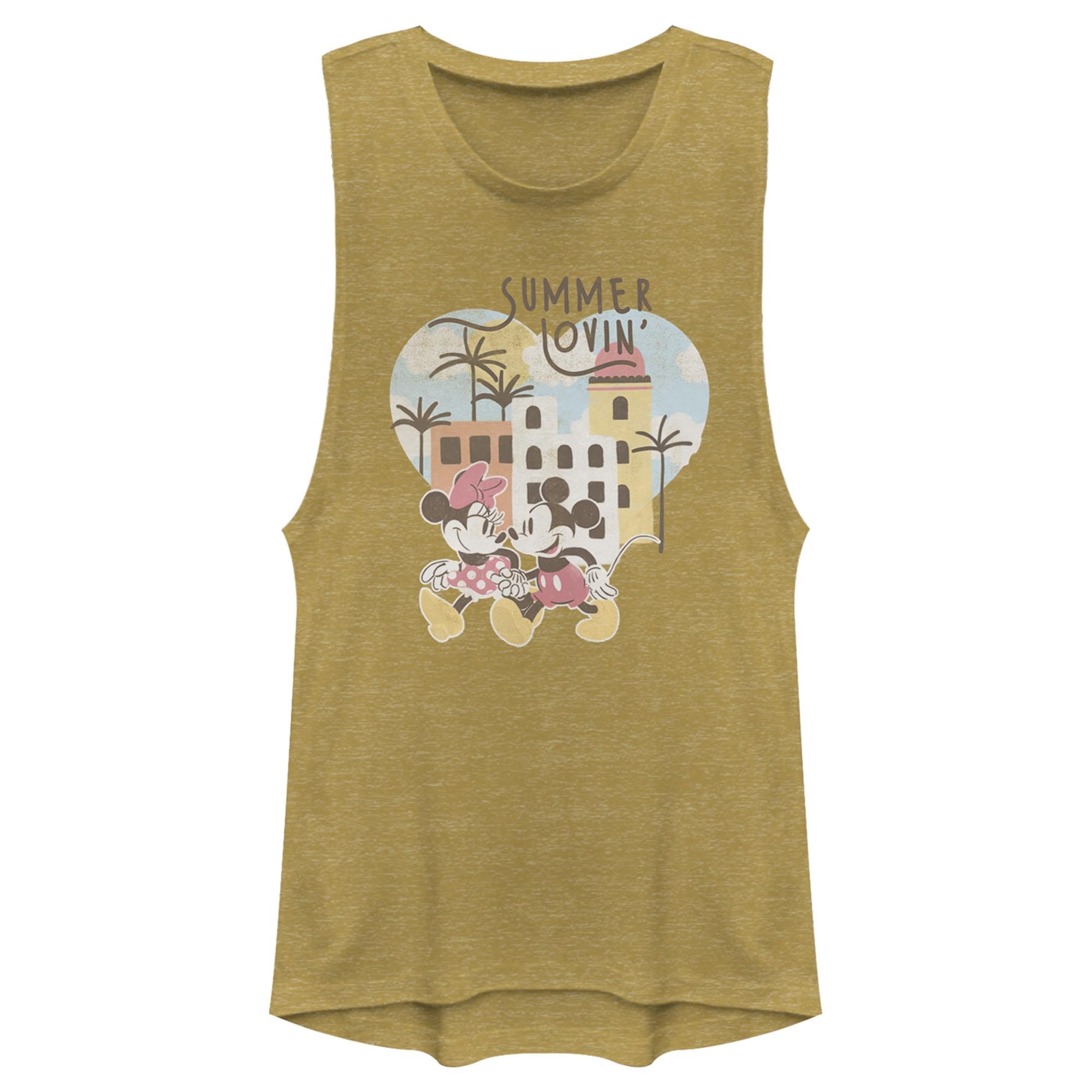 Disney Classic Minnie & Mickey Mouse Women's Muscle Tank Top - Cute Cartoon Graphic Workout Shirt for Gym, Yoga & Summer Fashion