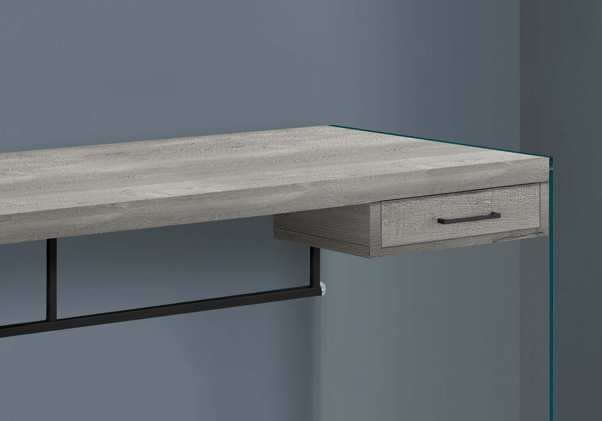 48L Grey Reclaimed Wood Computer Desk with Glass Panels - Modern Home Office Desk for Work, Study & Gaming
