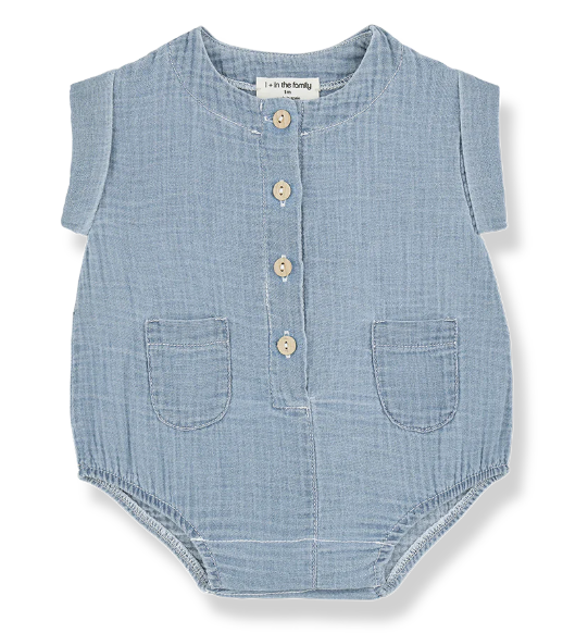 1+ in the Family Carlo Romper for Baby Boys & Girls (6-18 Months) - Soft Cotton Jumpsuit for Playtime, Outings & Family Photos