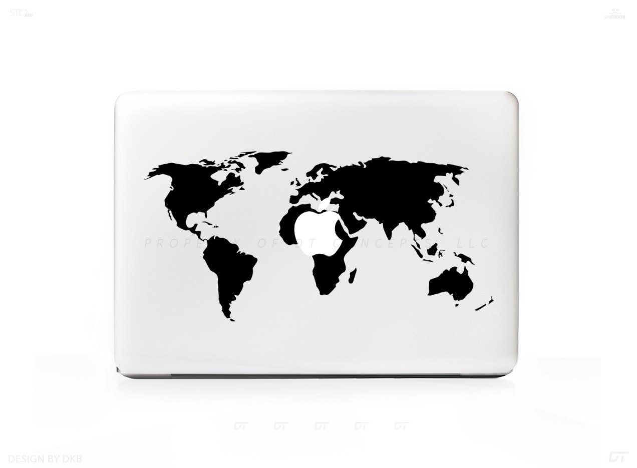 World Map Sticker Decal for MacBook Pro - Waterproof Vinyl Laptop Skin - Perfect for Travelers, Students & Office Use