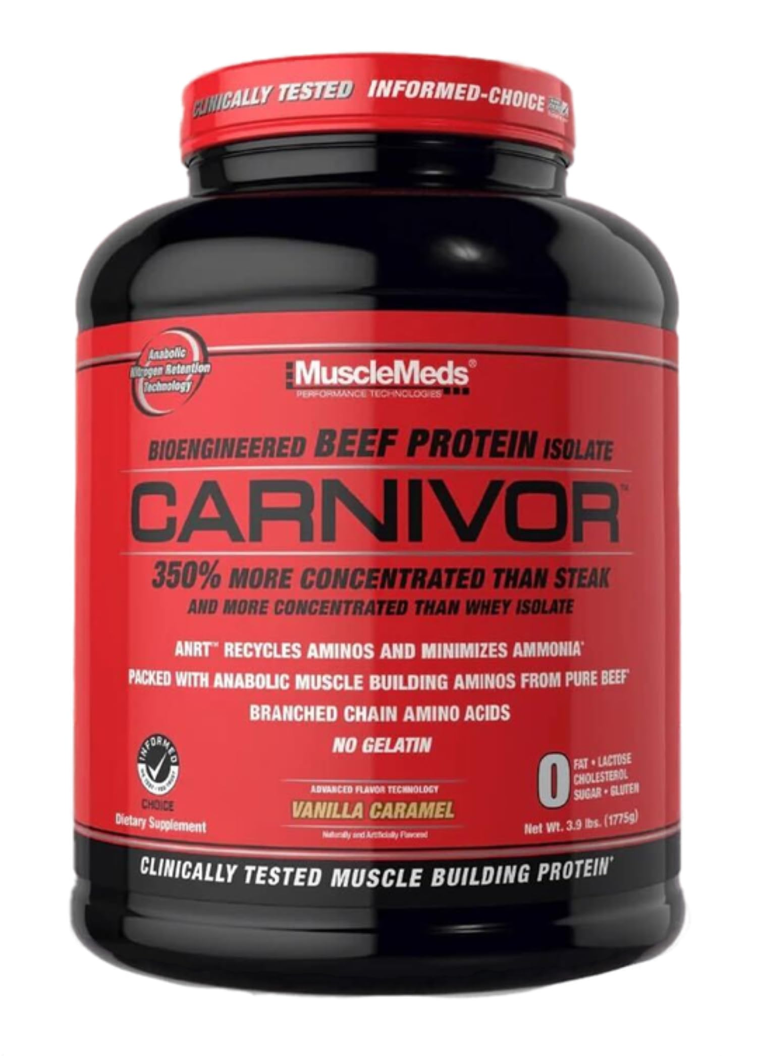 Carnivor Beef Protein Powder - 100% Hydrolyzed Beef Protein Isolate | 23g Protein per Serving | Sugar Free, Fat Free, Dairy Free, Lactose Free | 4LB (56 Servings) - Vanilla Caramel Flavor | Ideal for Post-Workout Recovery, Keto & Paleo Diets, Muscle Building