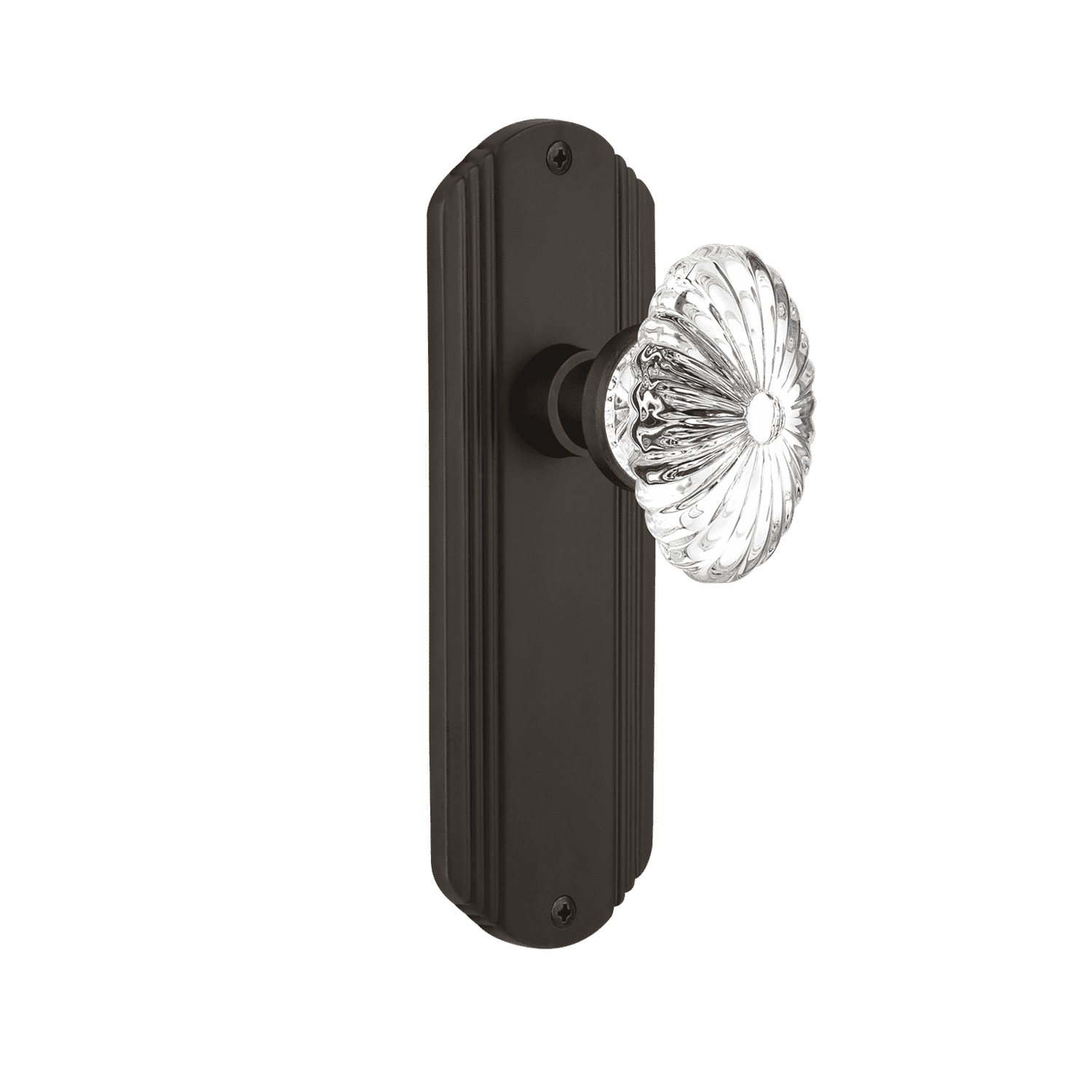 Decorative Long Plate with Oval Fluted Crystal Knob in Oil Rubbed Bronze - Elegant Cabinet Hardware for Dressers, Nightstands & Bathroom Vanities