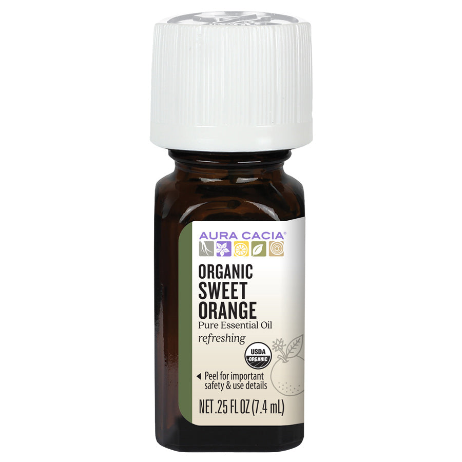 Organic Sweet Orange Essential Oil .25 oz (7.5ml) - 100% Pure, Natural Aromatherapy Oil for Relaxation, Stress Relief & Diffuser Blends