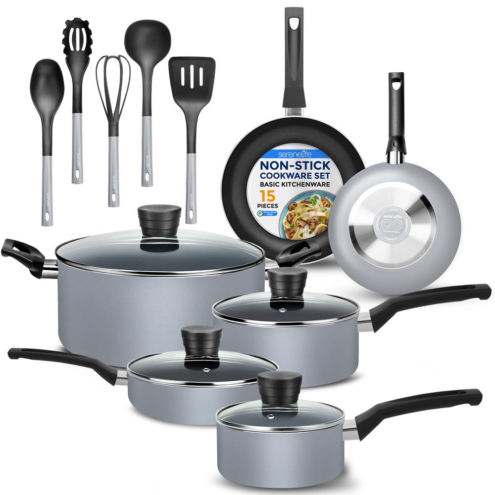 Premium 10-Piece Nonstick Cookware Set for Home Kitchen - Pots & Pans with Glass Lids - Induction Compatible - Perfect for Frying, Boiling, Sauteing & Everyday Cooking