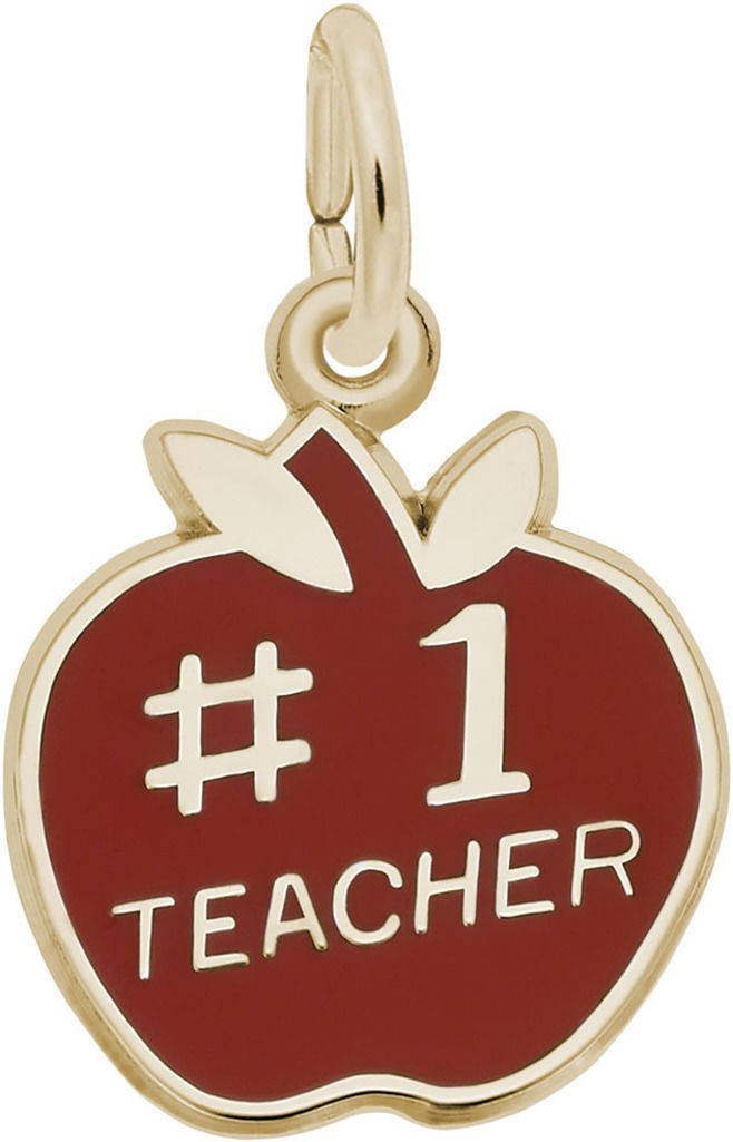Rembrandt Red Enamel #1 Teacher Charm Pendant - Elegant Jewelry Gift for Educators, Best Teacher Appreciation Present - Perfect for Teacher's Day, Retirement, Thank You Gifts