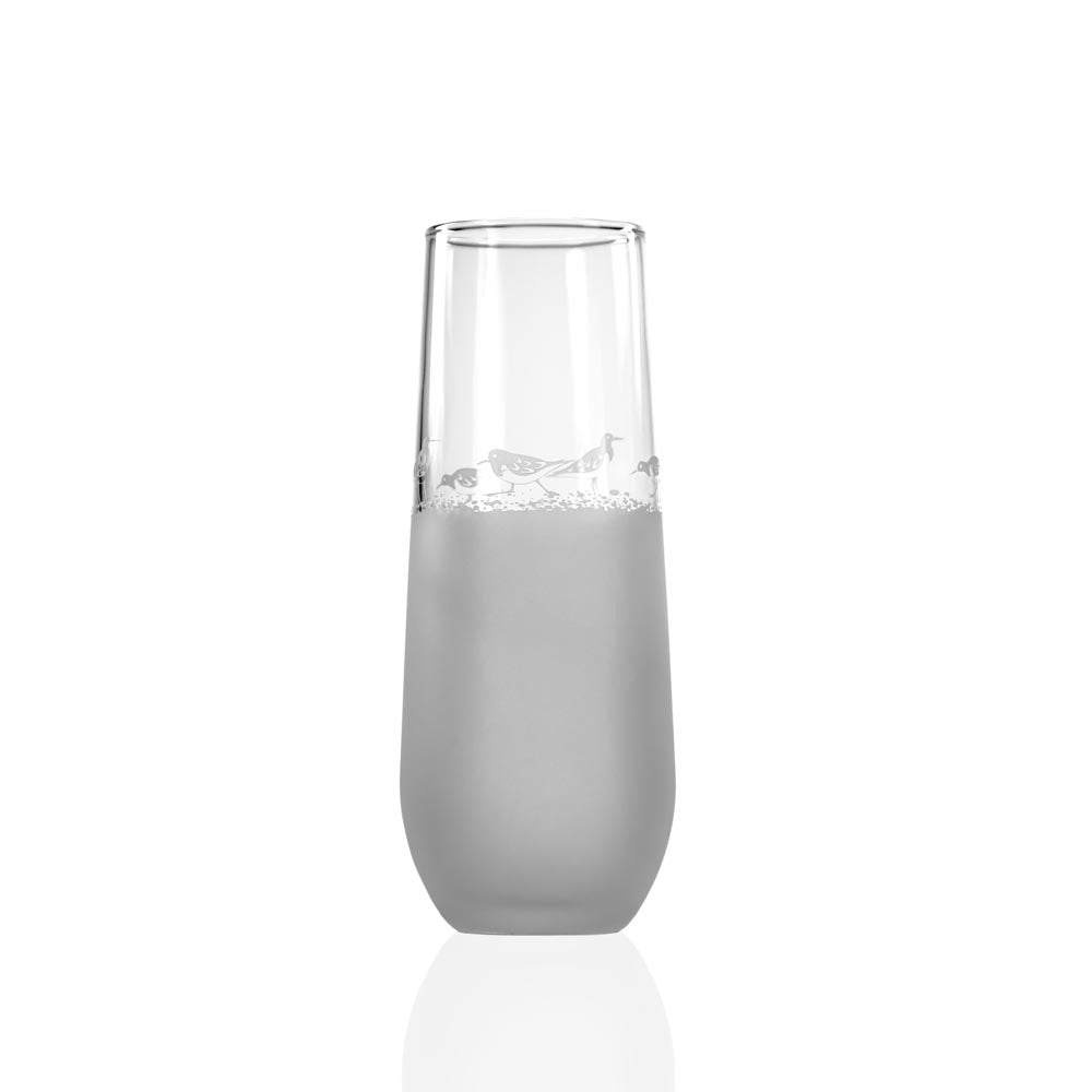 Premium Sandpiper 8.5oz Stemless Champagne Flutes - Set of 12 Shatter-Proof Crystal Clear Glasses for Mimosas, Prosecco & Sparkling Wine - Perfect for Weddings, Parties & Brunch Events