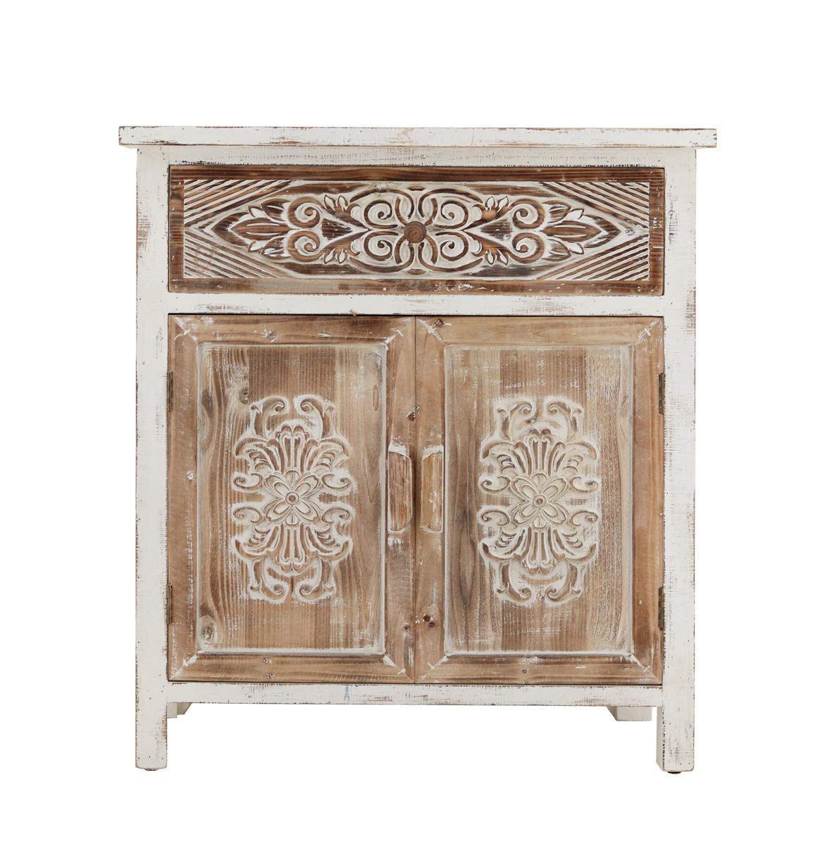 2-Door Wood Storage Cabinet with Drawer - Solid Wood Accent Cabinet for Living Room, Bedroom & Entryway - Stylish Home Organization & Display Shelf for Books, Decor & Essentials