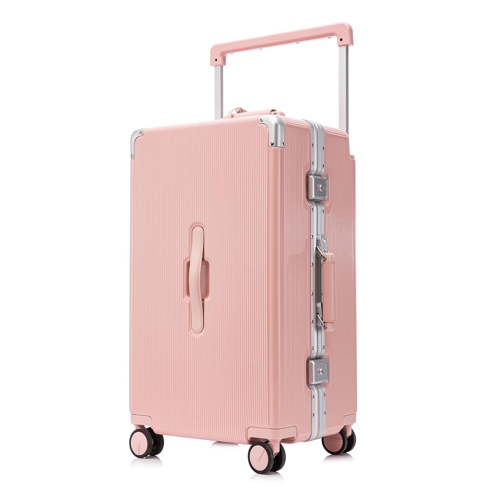 Apelila 28-Inch Lightweight Hardshell Spinner Suitcase with TSA Lock, Upgraded Wide Handle & Smooth Rolling Wheels - Perfect for International Travel, Business Trips & Family Vacations (Pink)
