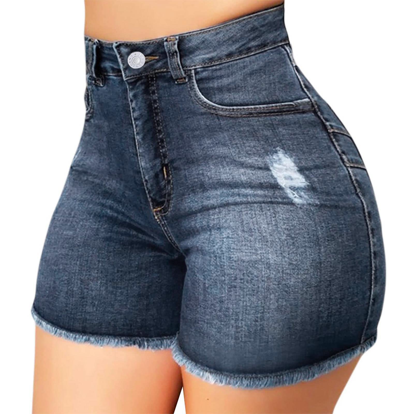 Trendy Women's High Waisted Ripped Denim Shorts – Fall Winter Slim Fit High Cut Jeans for Women | Casual Outfits, Streetwear & Night Out Fashion