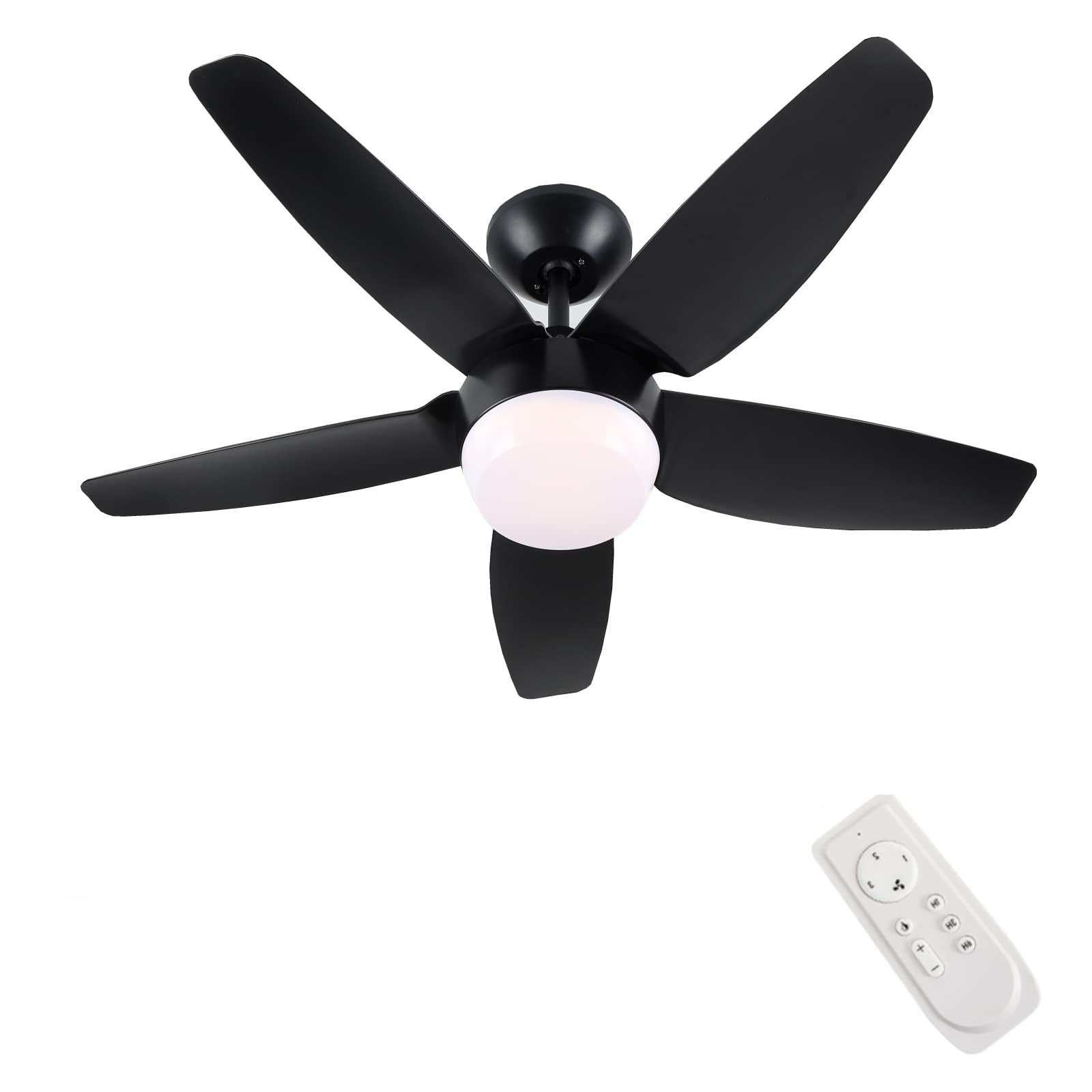 SNJ 40 Inch Black Modern Ceiling Fan with Lights and Remote Control - Dimmable LED, Reversible 5 Blades, Low Profile Design for Bedroom, Living Room, Indoor & Outdoor Use - Perfect for Home, Office, and Patio Cooling