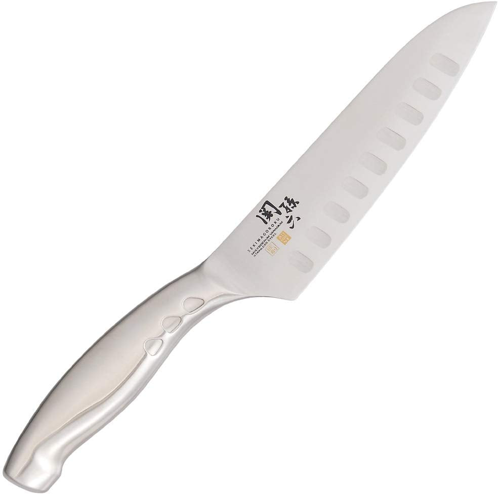 Premium Kai Seki Magoroku 165mm Santoku Knife with Hollow Edge - Japanese Kitchen Knife for Slicing, Dicing & Chopping Vegetables, Meat & Fish