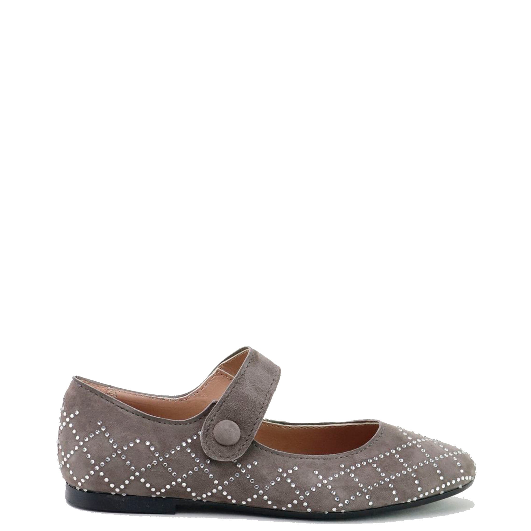 Stylish Grey Suede Diamond Pointed Mary Jane Flats - Comfortable Women's Dress Shoes for Work, Party & Special Occasions