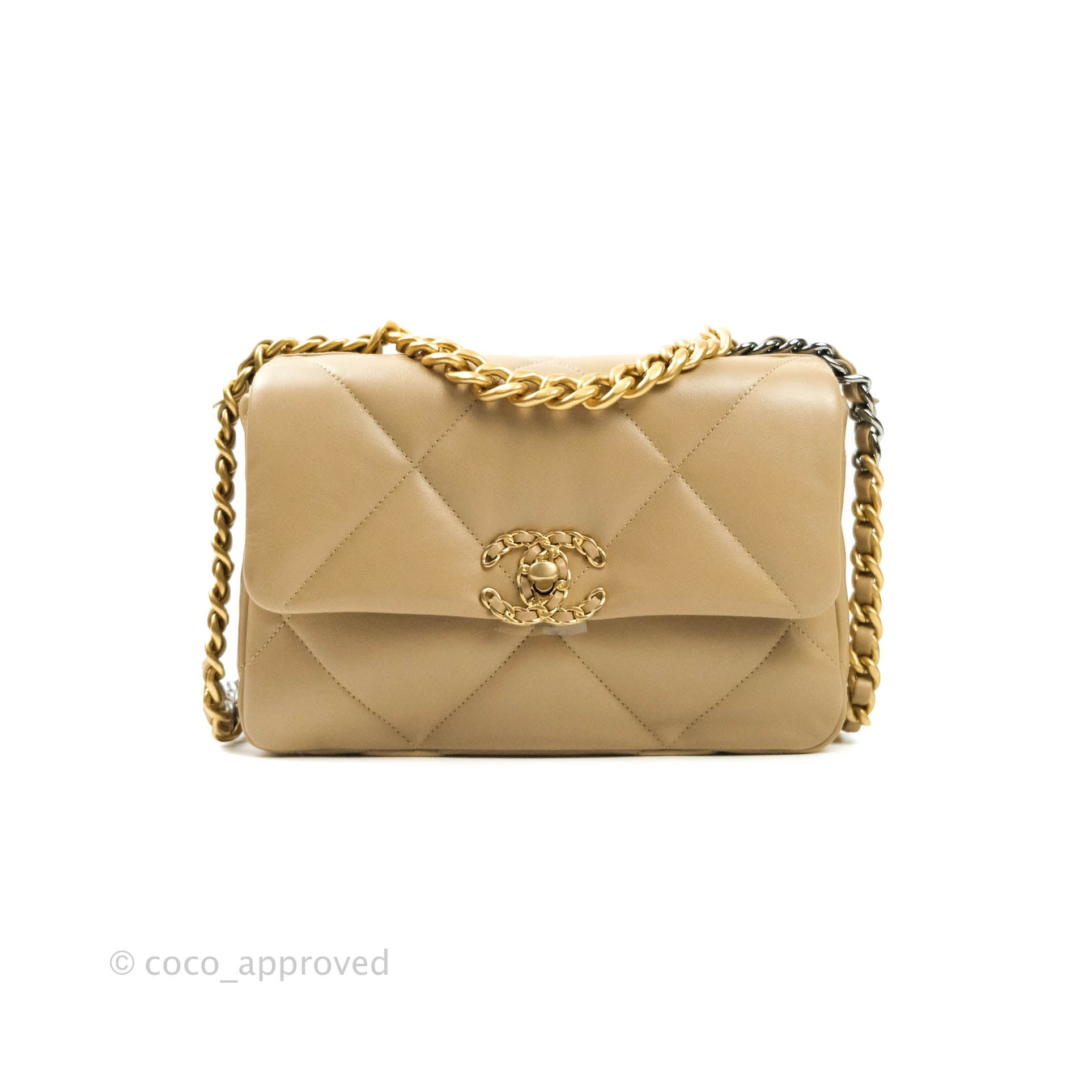 Chanel 19 Small Handbag in Dark Beige with Mixed Hardware - 21S Collection | Luxury Crossbody Bag for Women, Perfect for Date Night & Evening Events
