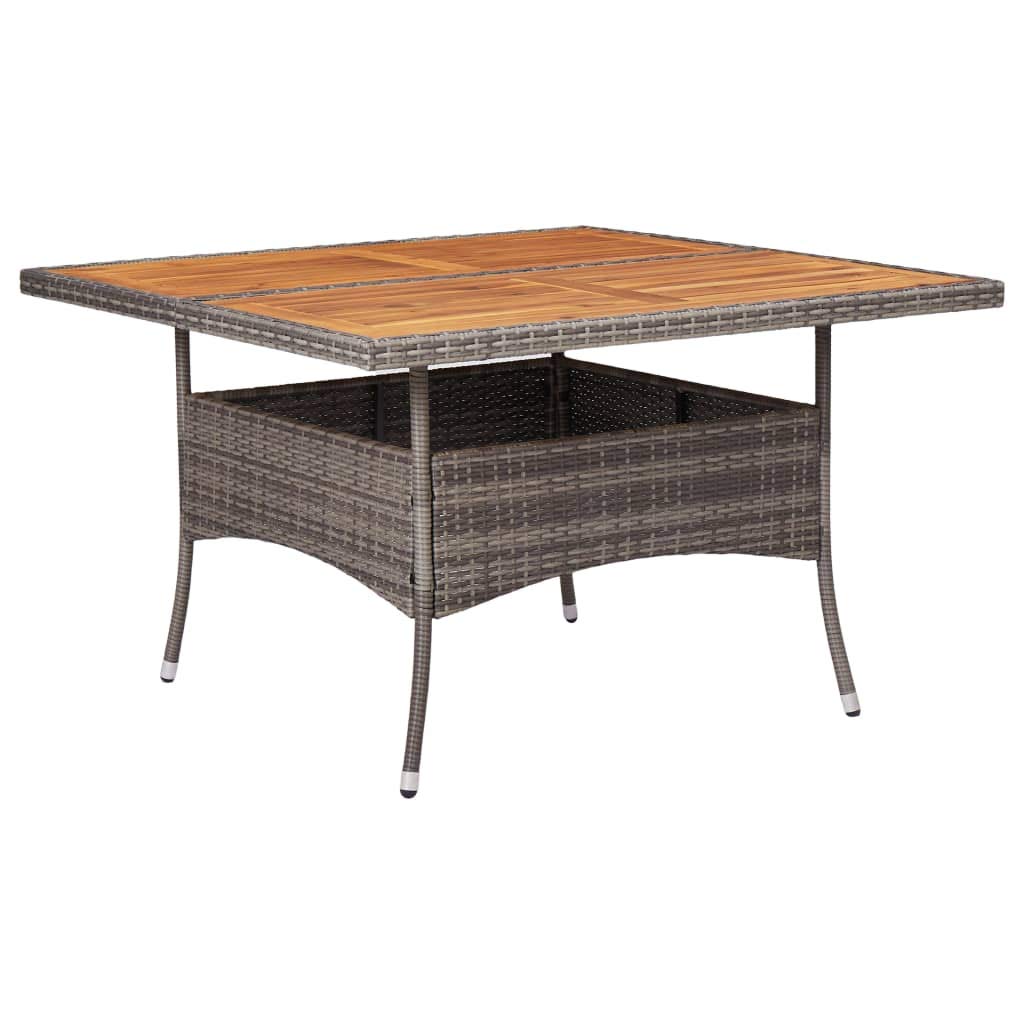 vidaXL Outdoor Dining Table with Storage - Solid Acacia Wood PE Rattan Patio Table for Garden, Porch, Deck, Lawn & Backyard | Perfect for Al Fresco Dining & Outdoor Entertaining