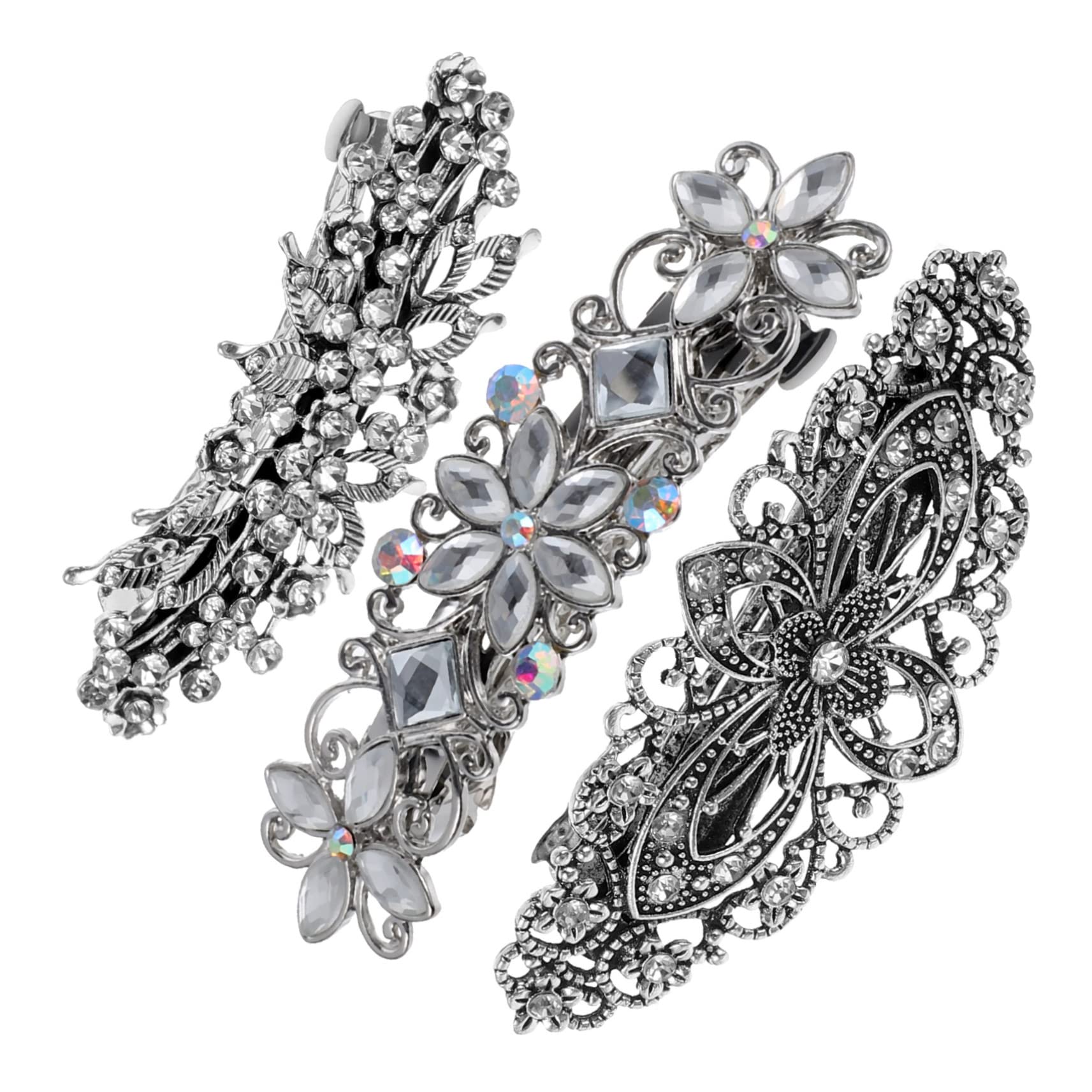 Minkissy 3pcs Rhinestone Hair Clips for Women & Girls - Elegant Metal Hairpins, Barrettes & Hair Accessories for Toddlers, Teens & Adults - Perfect for Weddings, Parties & Everyday Styling