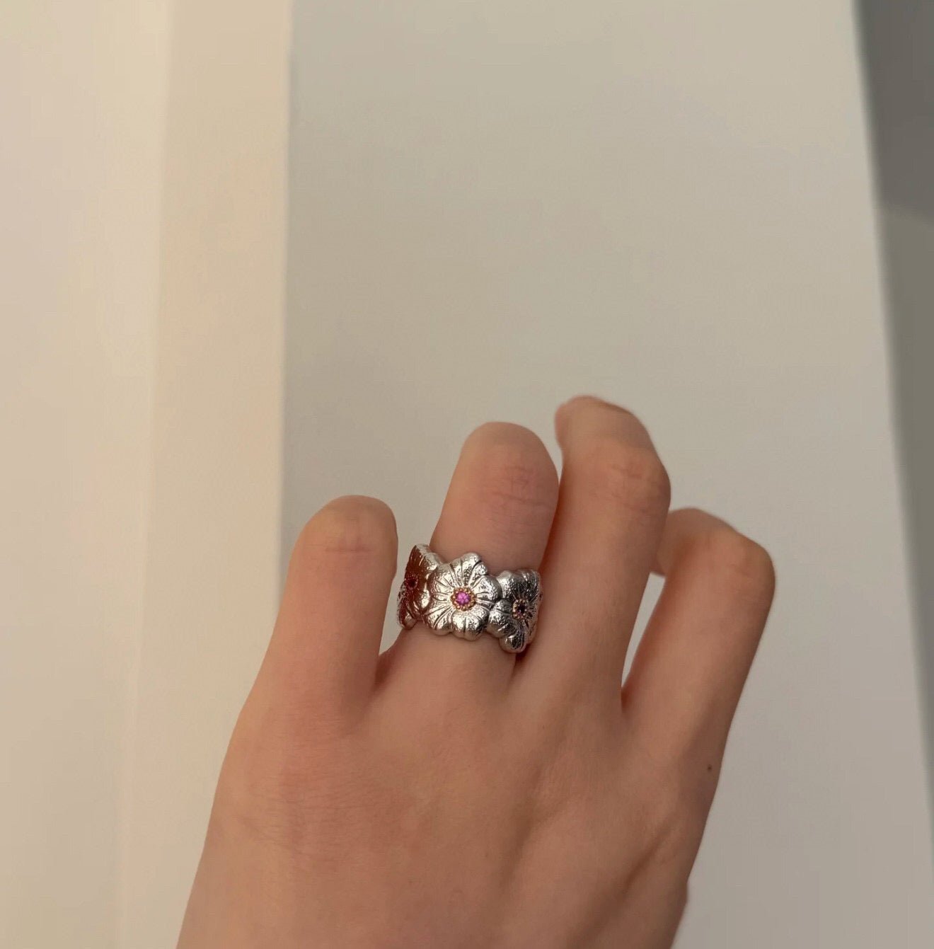 Buccellati Inspired Gardenia Open Ring - 925 Sterling Silver Women's Jewelry for Wedding, Party & Special Occasions