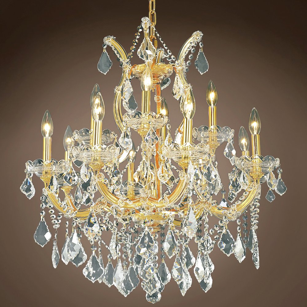 Maria Theresa 13-Light Gold Chandelier with Swarovski Crystals for Dining Room