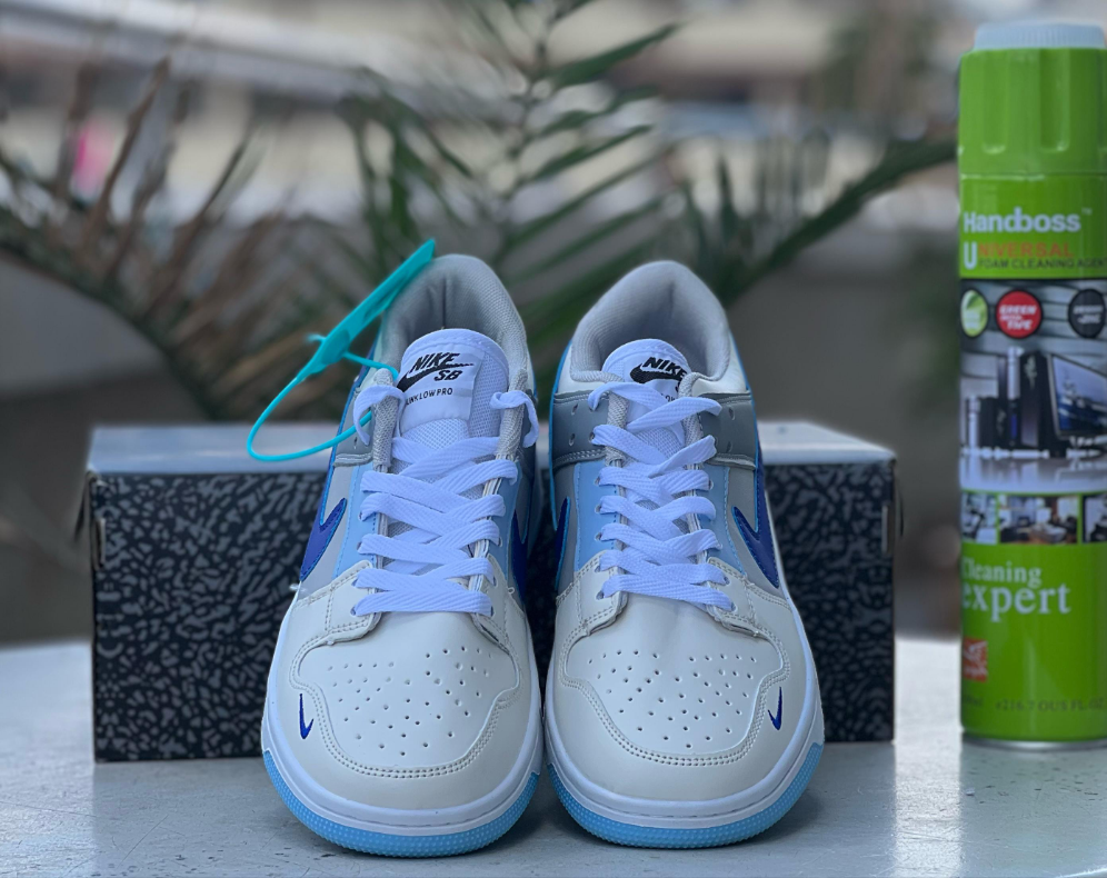 Nike Dunk Low Sneakers - White, Grey & Royal Blue Men's/Women's Casual Shoes for Running, Walking & Street Style Fashion