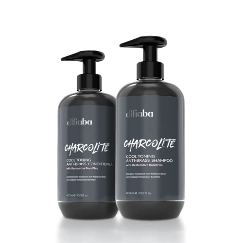 Difiaba Charcolite Purple Shampoo & Conditioner Set - 20.3 oz for Blonde, Silver & Gray Hair - Toning Treatment to Neutralize Brassiness & Yellow Tones - Sulfate-Free Hair Care for Color-Treated Hair (Perfect for Salon-Quality Results at Home)