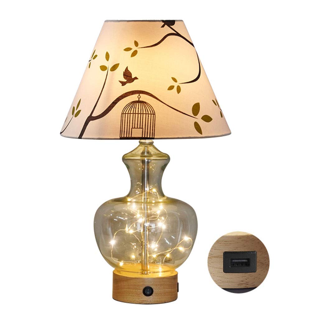 Modern USB Table Lamp with Warm Light - Up & Down Lighting, Transparent Glass Design for Bedroom, Living Room, Nightstand - Romantic Ambience & Decorative Lighting for Home Office & Reading Nook