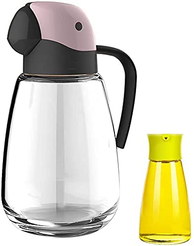 Premium Olive Oil Dispenser Bottle - Clear Glass Cruet with Leakproof Stainless Steel Spout for Kitchen, Salad Dressing & Gourmet Cooking (Pink) - Perfect for Restaurants, Home Chefs & Gift Giving