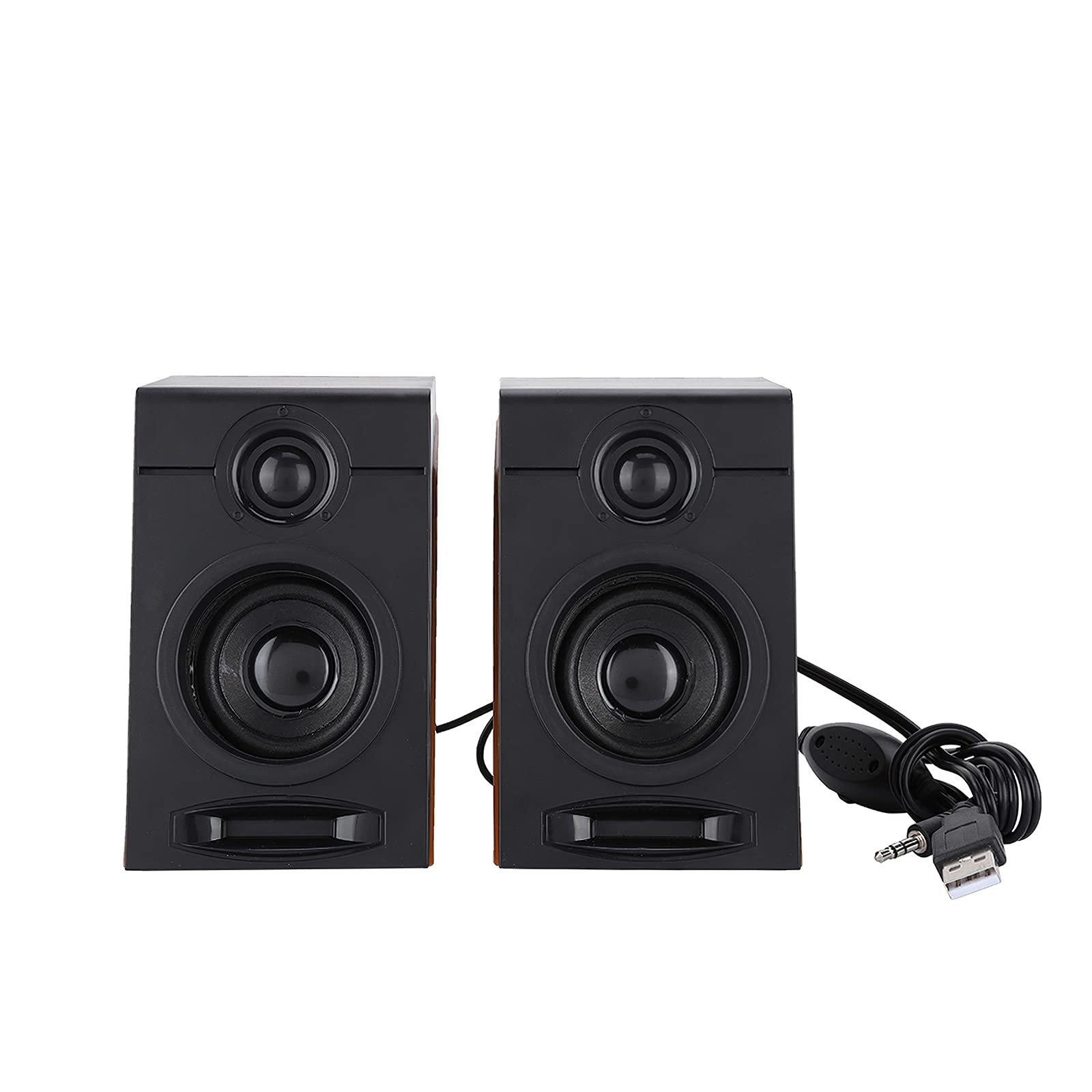 2pcs Mini Subwoofer Speakers Computer Kit - Enhanced Bass Multimedia Speakers with Non-Slip Mat for Home Studio, Desktop, and Gaming Setup